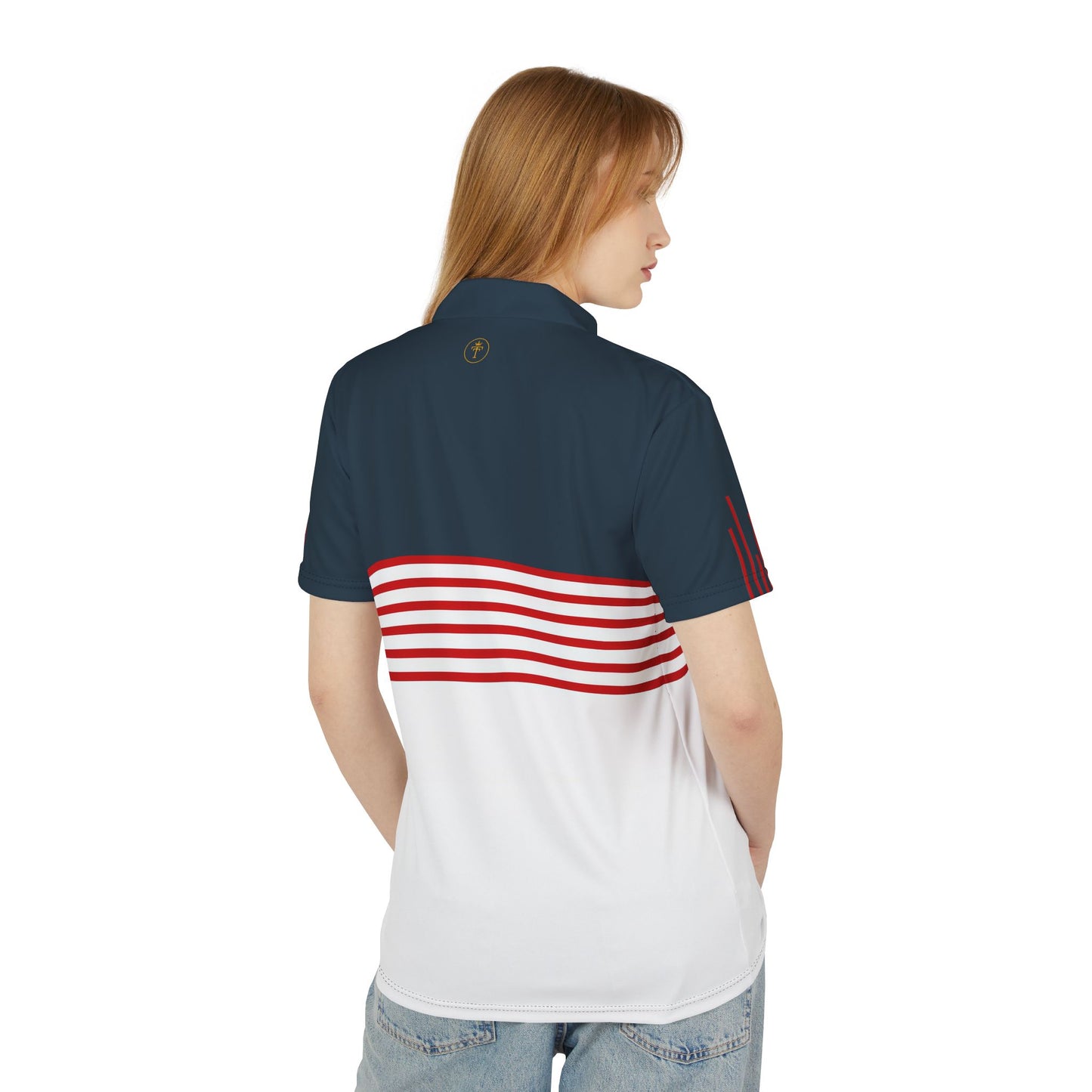 Unisex TCI Crest - Striped Golf Tee (100% poly)