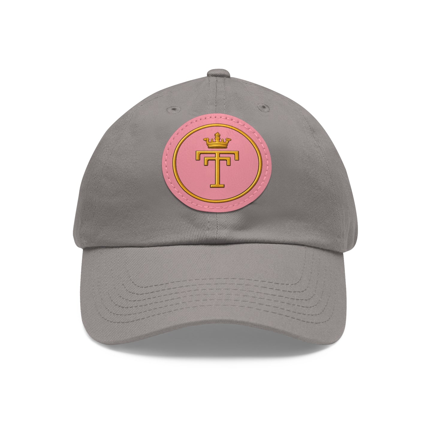 Embroidered  TT Monogram Dad Hat — Leather Patch Cap