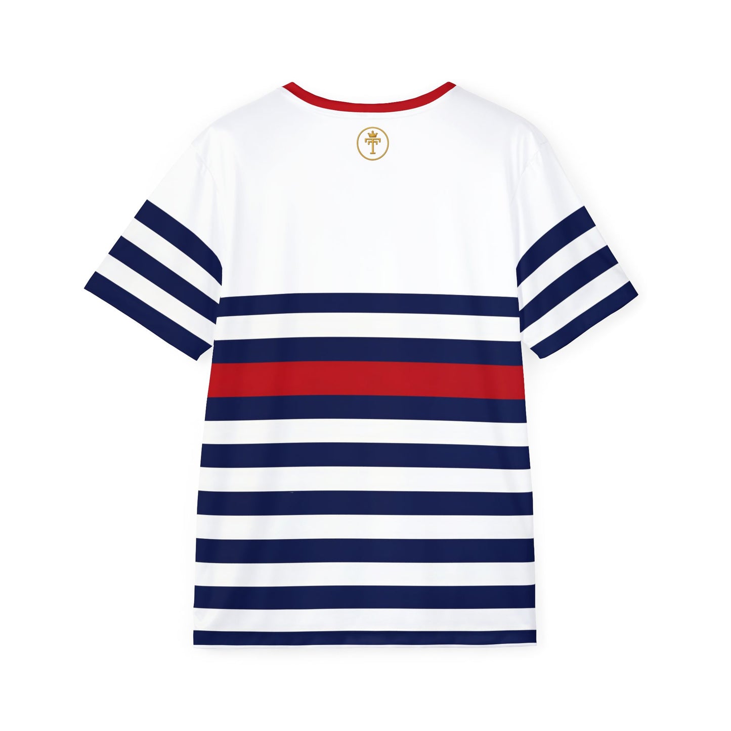 Unisex Striped Crest Sport Tee (100% poly)