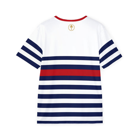 Unisex Striped Crest Sport Tee (100% poly)