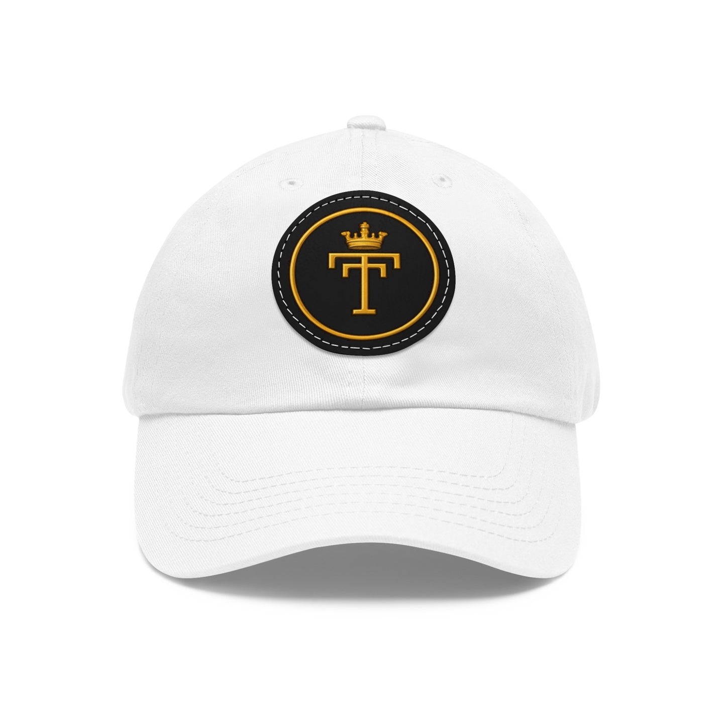 Embroidered  TT Monogram Dad Hat — Leather Patch Cap