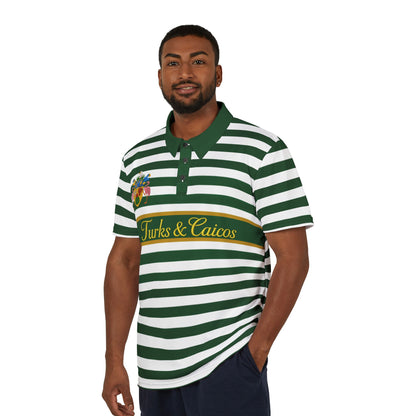 TT Green & White Striped Golf Shirt (100% poly)