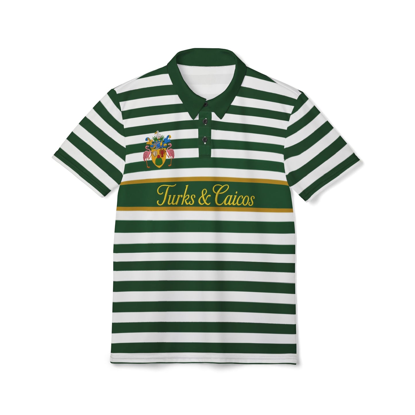 TT Green & White Striped Golf Shirt (100% poly)