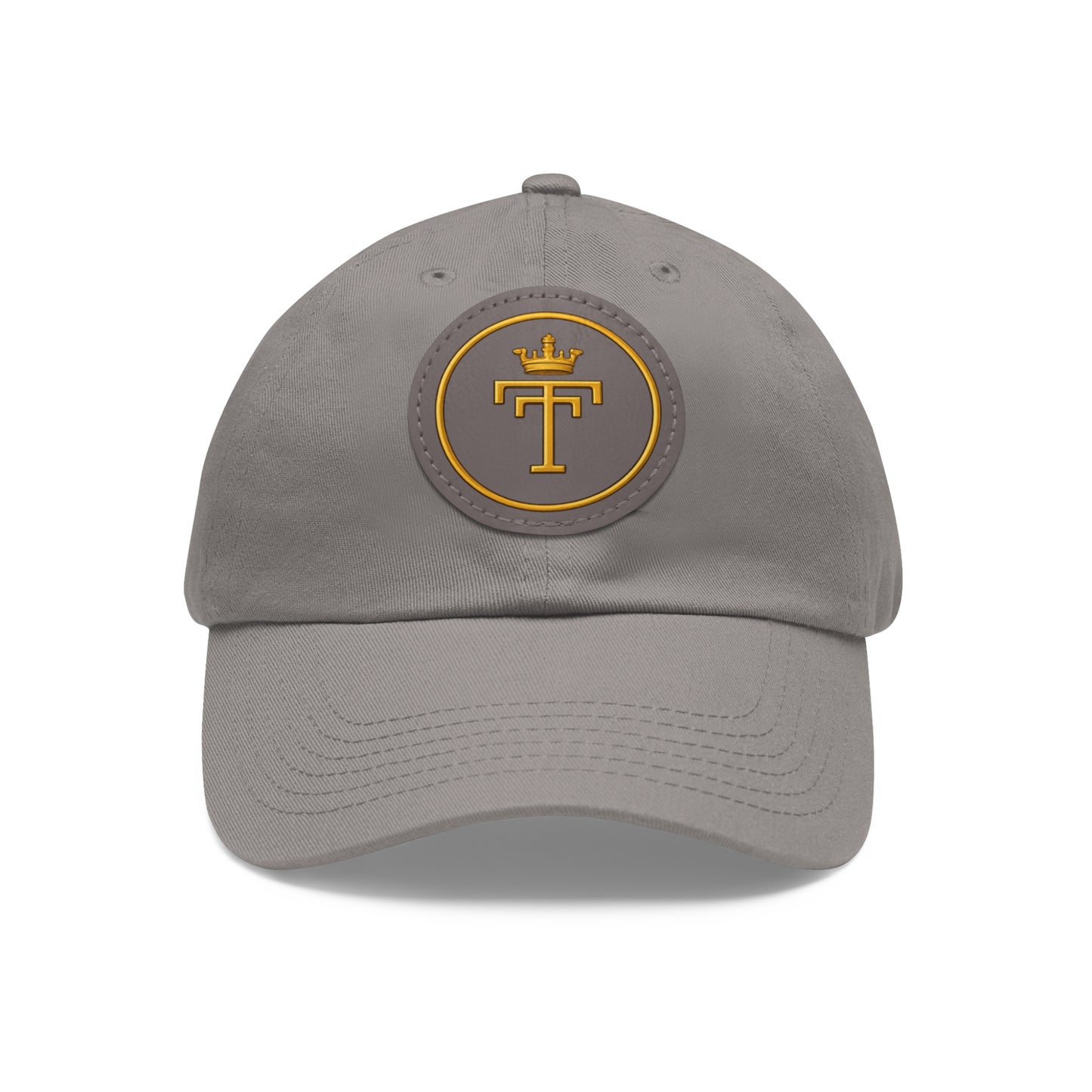 Embroidered  TT Monogram Dad Hat — Leather Patch Cap