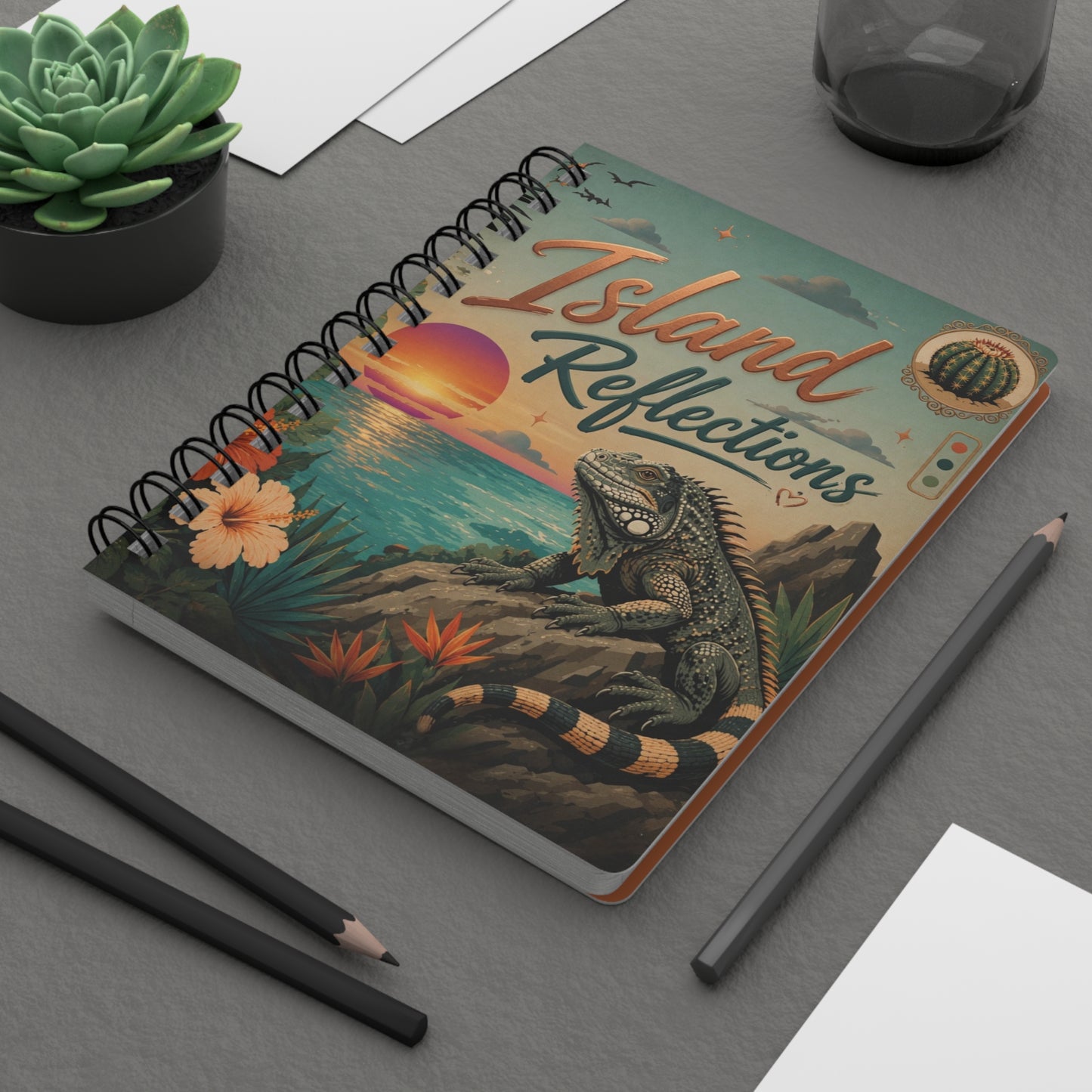 Iguana Sunset Mini Spiral Notebook