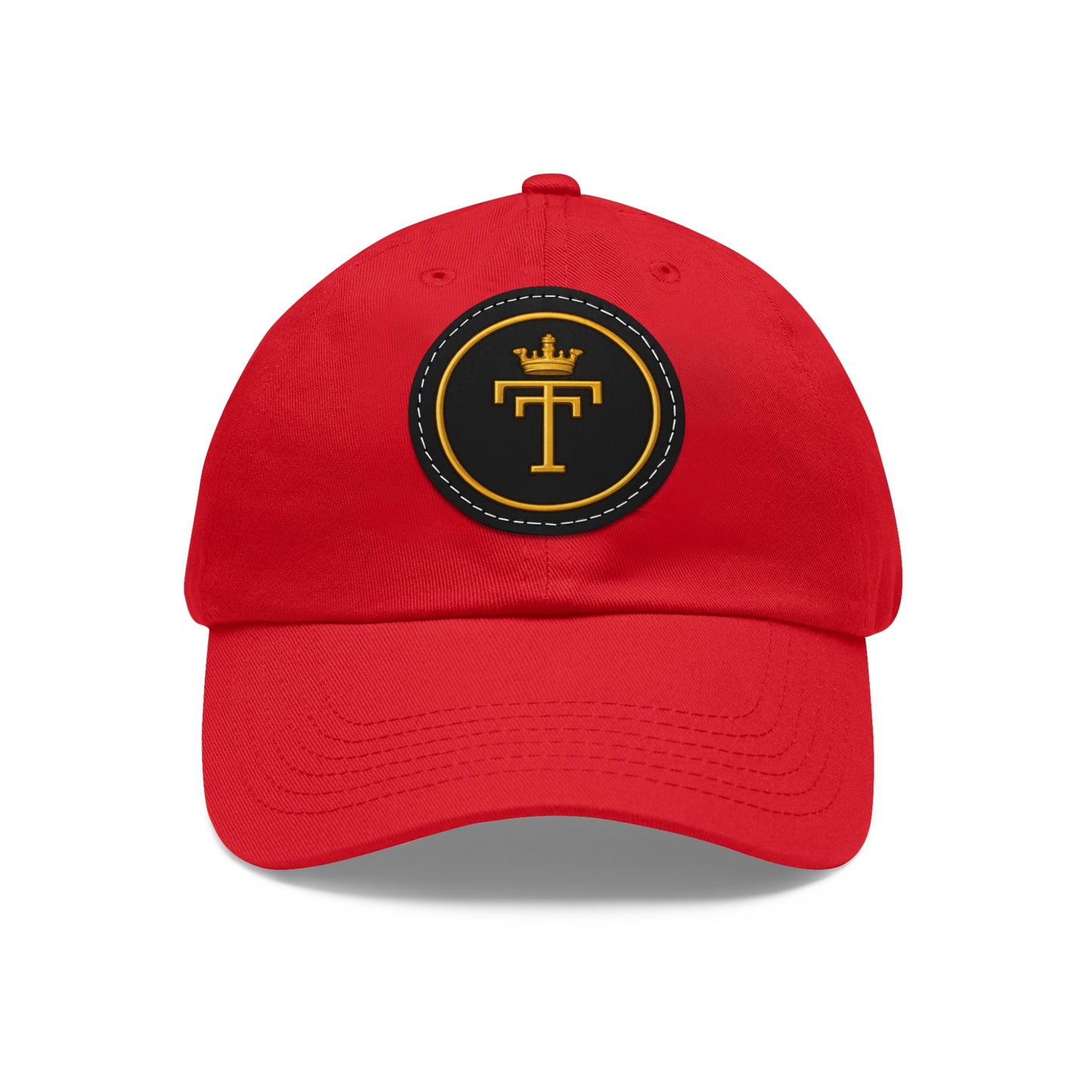 Embroidered  TT Monogram Dad Hat — Leather Patch Cap