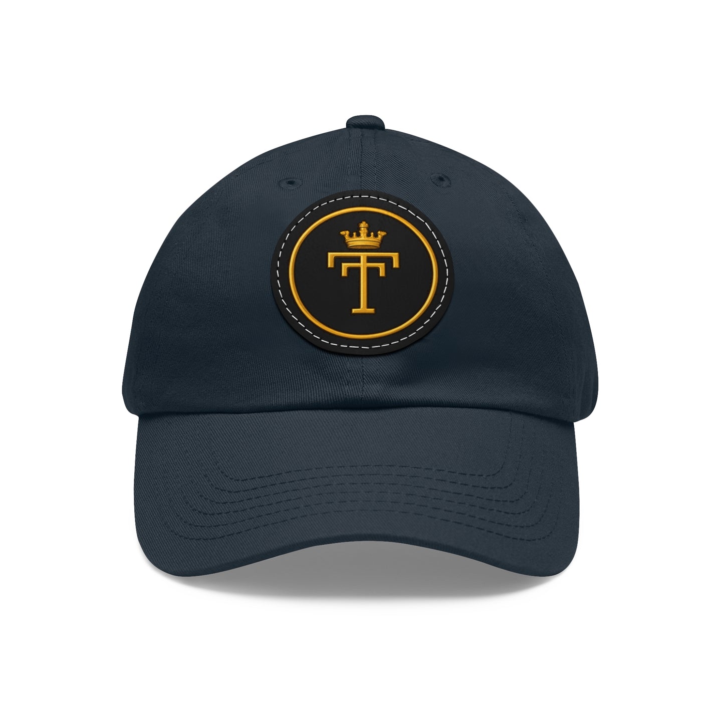 Embroidered  TT Monogram Dad Hat — Leather Patch Cap