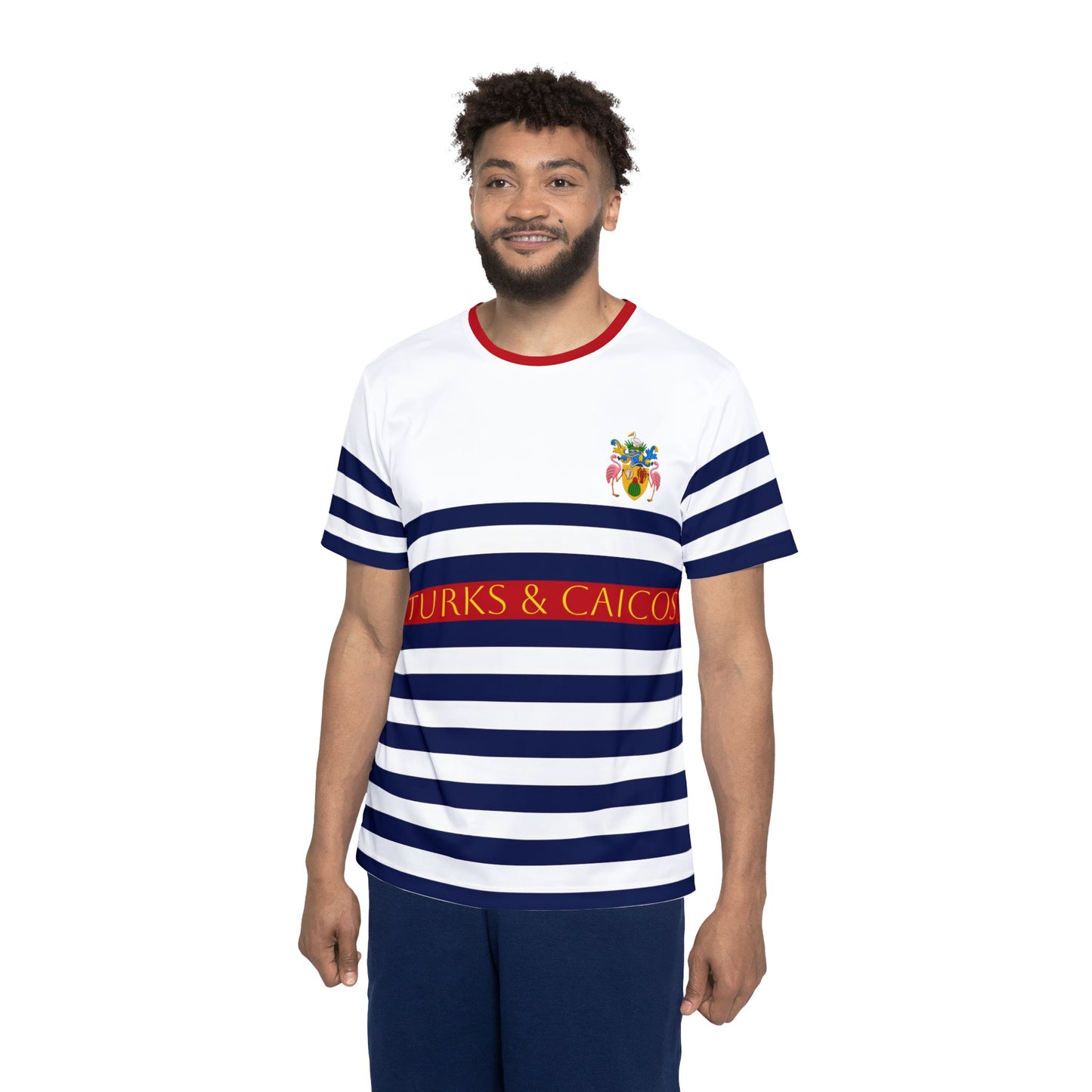 Unisex Striped Crest Sport Tee (100% poly)
