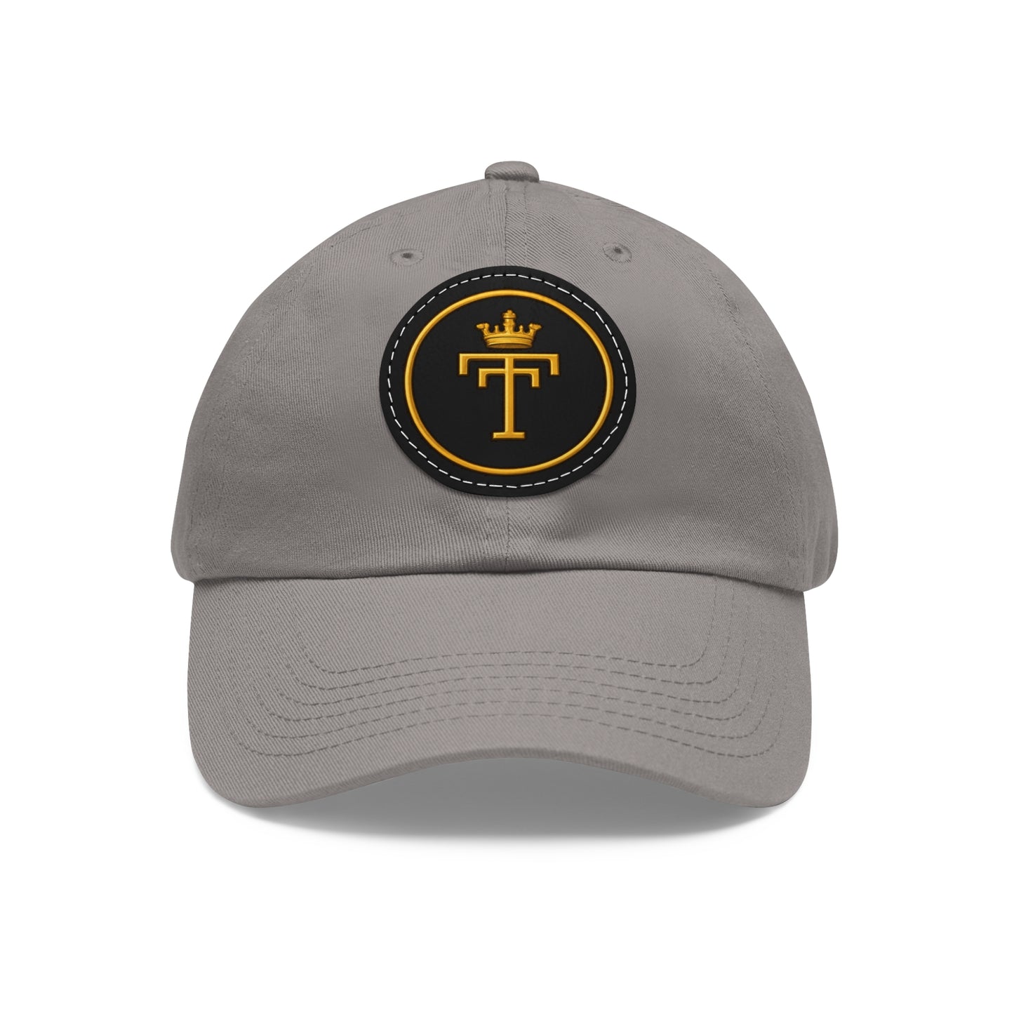 Embroidered  TT Monogram Dad Hat — Leather Patch Cap