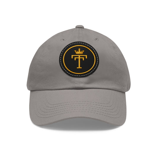 Embroidered  TT Monogram Dad Hat — Leather Patch Cap