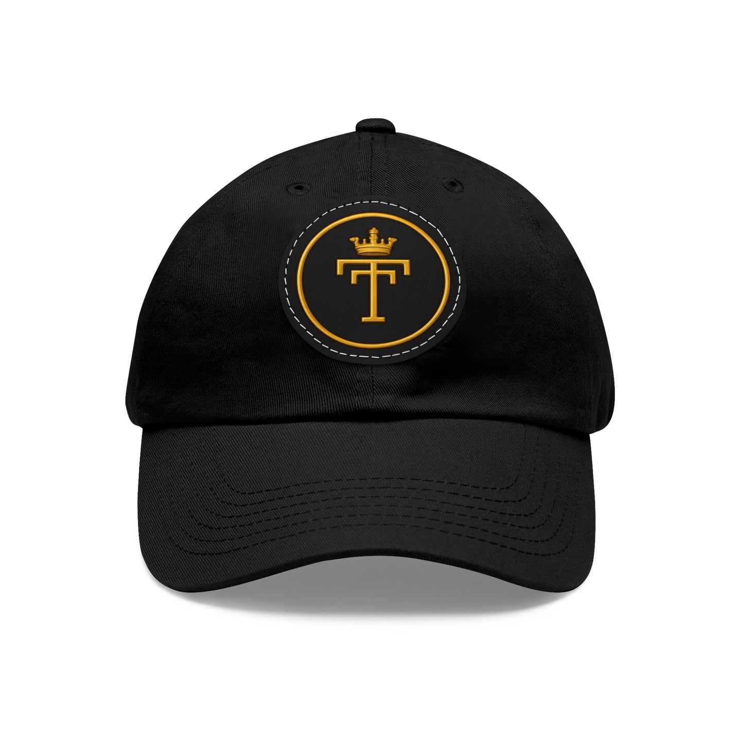 Embroidered  TT Monogram Dad Hat — Leather Patch Cap