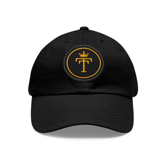 Embroidered  TT Monogram Dad Hat — Leather Patch Cap