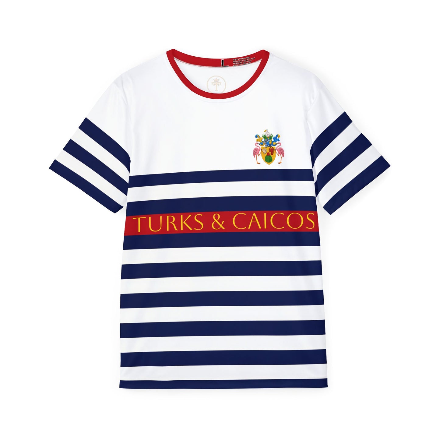 Unisex Striped Crest Sport Tee (100% poly)