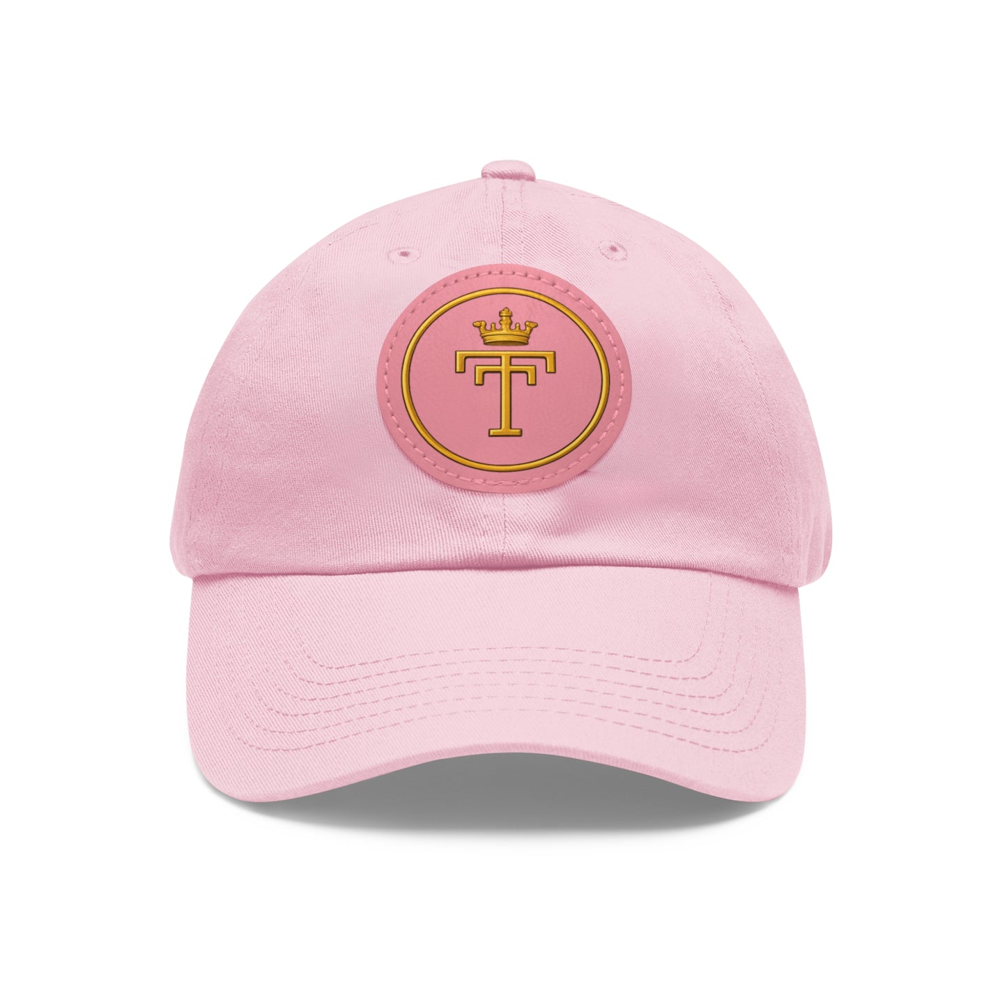 Embroidered  TT Monogram Dad Hat — Leather Patch Cap